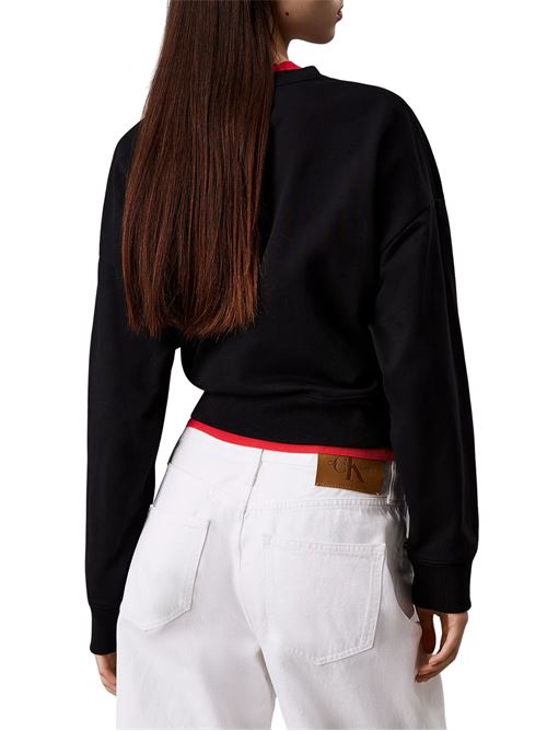 Felpa nera in spugna di cotone Calvin Klein Jeans | LV047B234GUB1